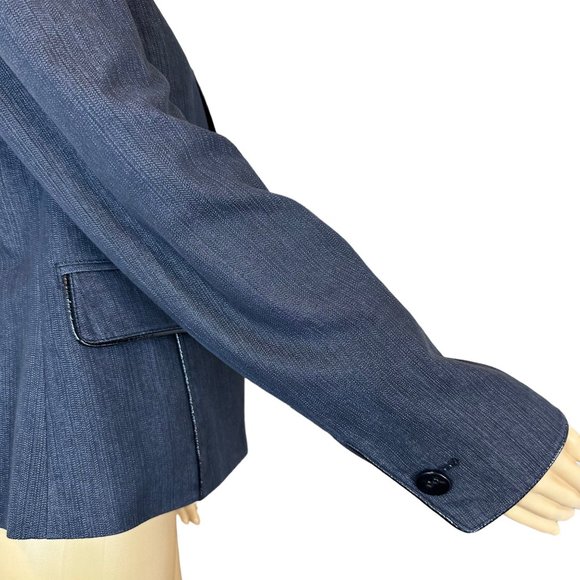 Nine West Women Blazer Size 6 Spark Black Lined Collared A Buttons Slit Cotton - Picture 12 of 16